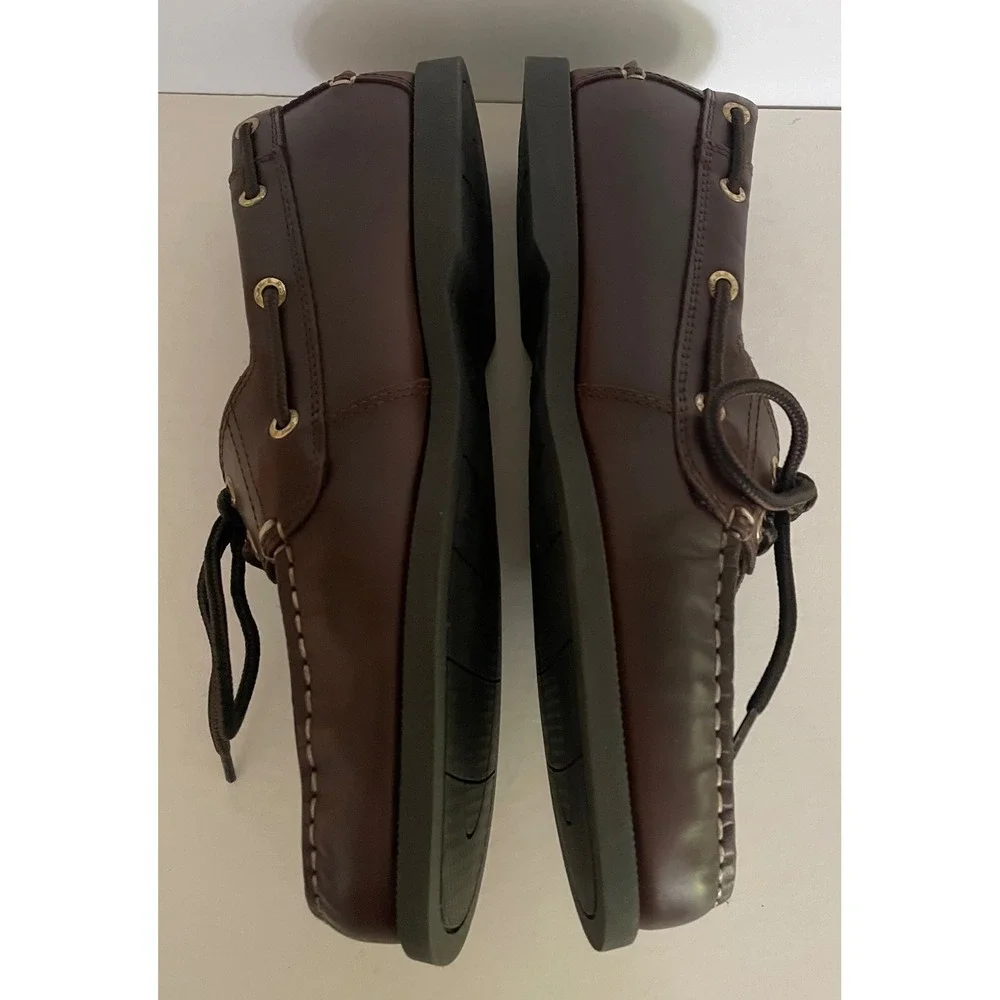 Dockers Mens Vargas Brown Leather Lace Up Boat Shoes Nautical‎ Loafers 8.5M NEW